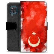 Samsung Galaxy A12 Premium Flip Cover med Pung - Tyrkisk Flag