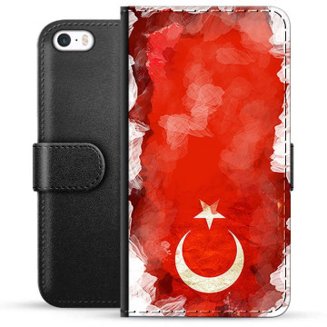 iPhone 5/5S/SE Premium Flip Cover med Pung - Tyrkisk Flag