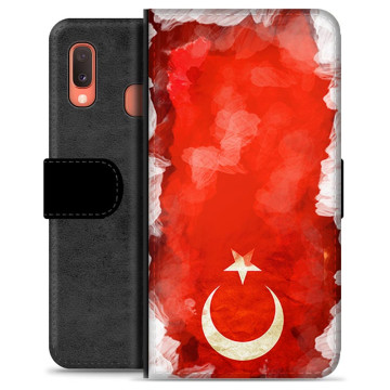Samsung Galaxy A20e Premium Flip Cover med Pung - Tyrkisk Flag
