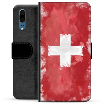 Huawei P20 Premium Flip Cover med Pung - Schweizisk Flag