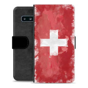 Samsung Galaxy S10+ Premium Flip Cover med Pung - Schweizisk Flag