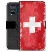 Samsung Galaxy A12 Premium Flip Cover med Pung - Schweizisk Flag