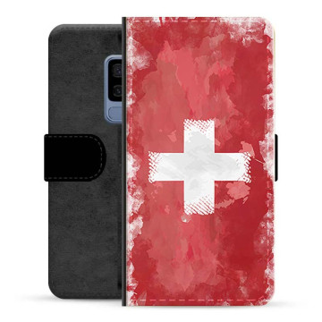 Samsung Galaxy S9 Premium Flip Cover med Pung - Schweizisk Flag