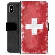 iPhone X / iPhone XS Premium Flip Cover med Pung - Schweizisk Flag