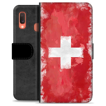 Samsung Galaxy A20e Premium Flip Cover med Pung - Schweizisk Flag