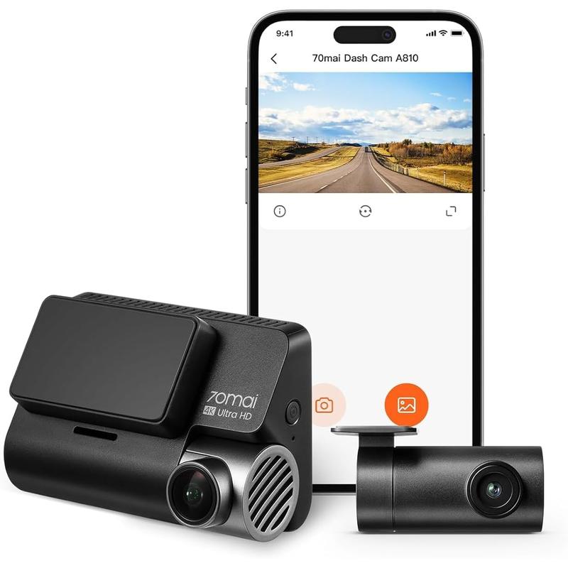 70mai A810 4K Dash Cam And RC12 Rear Cam Set - WiFi, GPS - Black