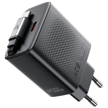 Acefast A110 30W GaN-oplader med udtrækkeligt USB-C-kabel og USB-C-port - EU-stik