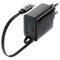 Acefast A110 30W GaN-oplader med udtrækkeligt USB-C-kabel og USB-C-port - EU-stik