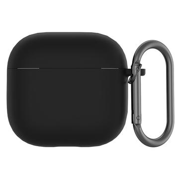 AirPods 4 Silikone Cover med Karabinhage - Sort