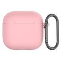 AirPods 4 Silikone Cover med Karabinhage - Pink