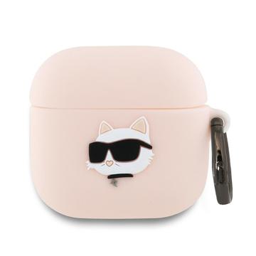 AirPods 4 Karl Lagerfeld Choupette Head 3D silikoneetui - Pink