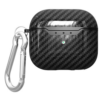 AirPods 4 TPU Cover med Karabinhage - Karbonfiber