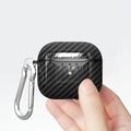 AirPods 4 TPU Cover med Karabinhage - Karbonfiber