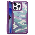 iPhone 15 Pro Max Anti-Shock Hybrid Cover - Camouflage - Lilla