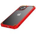 Anti-Shock iPhone 14 Pro Max Hybrid Cover - Karbonfiber - Rød