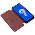 Asus Zenfone 9 Flip Cover - Karbonfiber - Brun