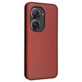 Asus Zenfone 9 Flip Cover - Karbonfiber - Brun