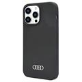 iPhone 14 Pro Max Audi Metal Logo Silikone Cover - Sort