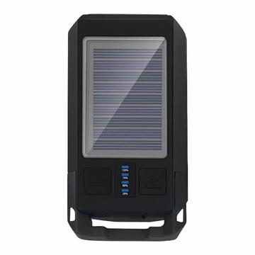 BG-1706 USB+Solar Genopladelige Cykellygter Vandtæt 6 Lystilstande Cykel Dual Forlygte med Horn Alarm - Sort