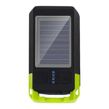 BG-1706 USB+Solar Genopladelige Cykellygter Vandtæt 6 Lystilstande Cykel Dual Forlygte med Horn Alarm - Grøn