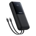 Baseus Lipow 22.5W Power Bank 20000mAh med indbyggede Lightning- og USB-C-kabler og LED-display - Sort