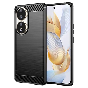 Honor 90 Børstet TPU Cover - Karbonfiber - Sort