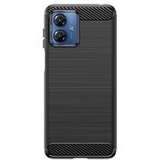 Motorola Moto G14 Børstet TPU Cover - Karbonfiber - Sort