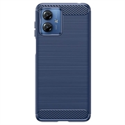 Motorola Moto G14 Børstet TPU Cover - Karbonfiber - Blå