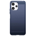Xiaomi Redmi 12 Børstet TPU Cover - Karbonfiber - Blå