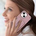 iPhone 14 Hybrid Cover med Spejl og Kortholder - Pink