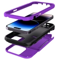 iPhone 14 Hybrid Cover med Spejl og Kortholder - Lilla