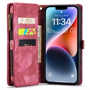 iPhone 15 Plus Caseme 2-i-1 Multifunktionel Pung Cover - Rød