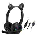 Cat Ears AKZ-020 Over-Ear hovedtelefoner med ledning til børn / gaming-headset med mikrofon - sort