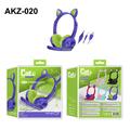 Cat Ears AKZ-020 Over-Ear hovedtelefoner med ledning til børn / gaming-headset med mikrofon - Lilla