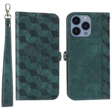 Rhombus Serie iPhone 14 Pro Pung Cover - Grøn