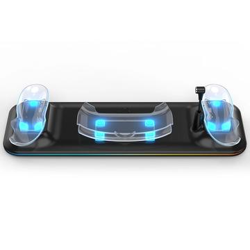 Opladningsstation til Meta Quest 3 VR-headset og dobbelt controller-opladningsdock - hurtig opladning, sikker placering