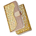 Croco Bling Series Samsung Galaxy S21 FE 5G Etui med Pung - Guld