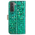 Croco Bling Series Samsung Galaxy S21 FE 5G Etui med Pung - Grøn