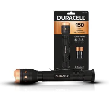 Duracell LED-lommelygte i aluminium med zoomfunktion - 150lm