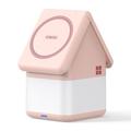 Duzzona W20 4-i-1 trådløs opladningsstation m. natlys - 15W - Pink