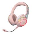 EL-A2 folde gaming headset graffiti cool hovedtelefon med mikrofon hovedmonteret bluetooth øretelefon - Pink