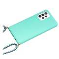 Saii Eco Line Samsung Galaxy A52 5G, Galaxy A52s Biologisk Nedbrydeligt Cover med Strap - Cyan