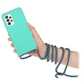 Saii Eco Line Samsung Galaxy A52 5G, Galaxy A52s Biologisk Nedbrydeligt Cover med Strap - Cyan