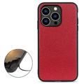 Elegant iPhone 14 Pro Läder Skal - Rød