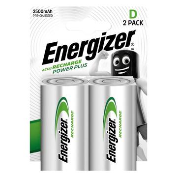 Energizer Recharge Power Plus genopladelige R20/D-batterier 2500mAh - 2 stk.