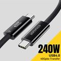 Essager Thunderbolt 4.0 USB-C kabel 1m - 240W hurtig opladning, 8K 60Hz video - Sort