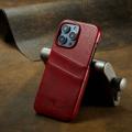 Fierre Shann iPhone 14 Pro Dækket Cover med Kortholder - Rød