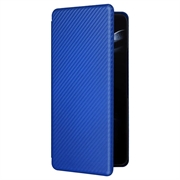 Samsung Galaxy Z Fold5 Flip Cover - Karbonfiber - Blå