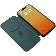 iPhone 15 Pro Flip Cover - Karbonfiber - Grøn