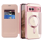 Google Pixel 8a Flip cover med kortholder - MagSafe-kompatibel - Pink